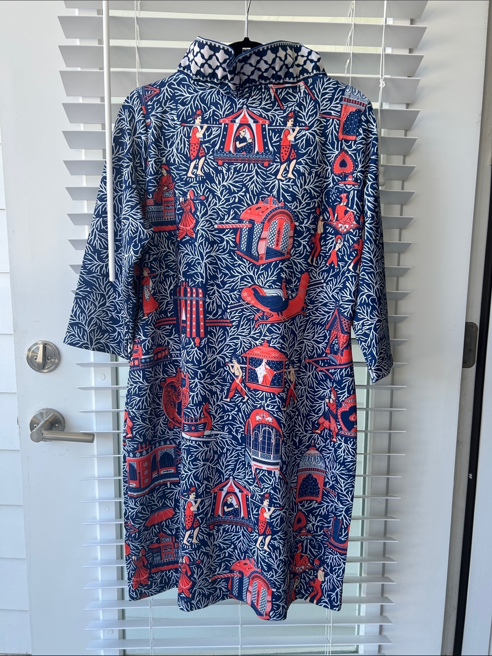 Gretchen Scott Designs Navy & Orange “Palaquin Party” print dress. - Picture 3 of 3